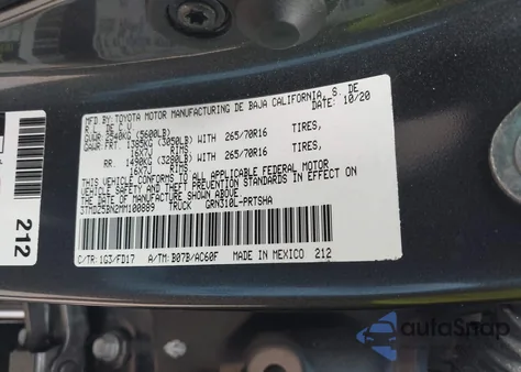 2021 Toyota Tacoma Trd Off-Road from USA, damaged, VIN 3TMDZ5BN2MM100889